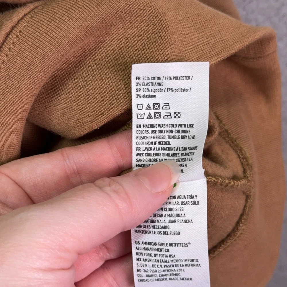 American Eagle Hoodie Mens XXL Brown Fleece Pullover‎ Hooded Sweatshirt Lounge